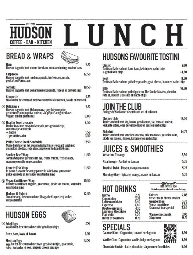 lunchkaart restaurant Hudson Den Haag Zuid [PDF]