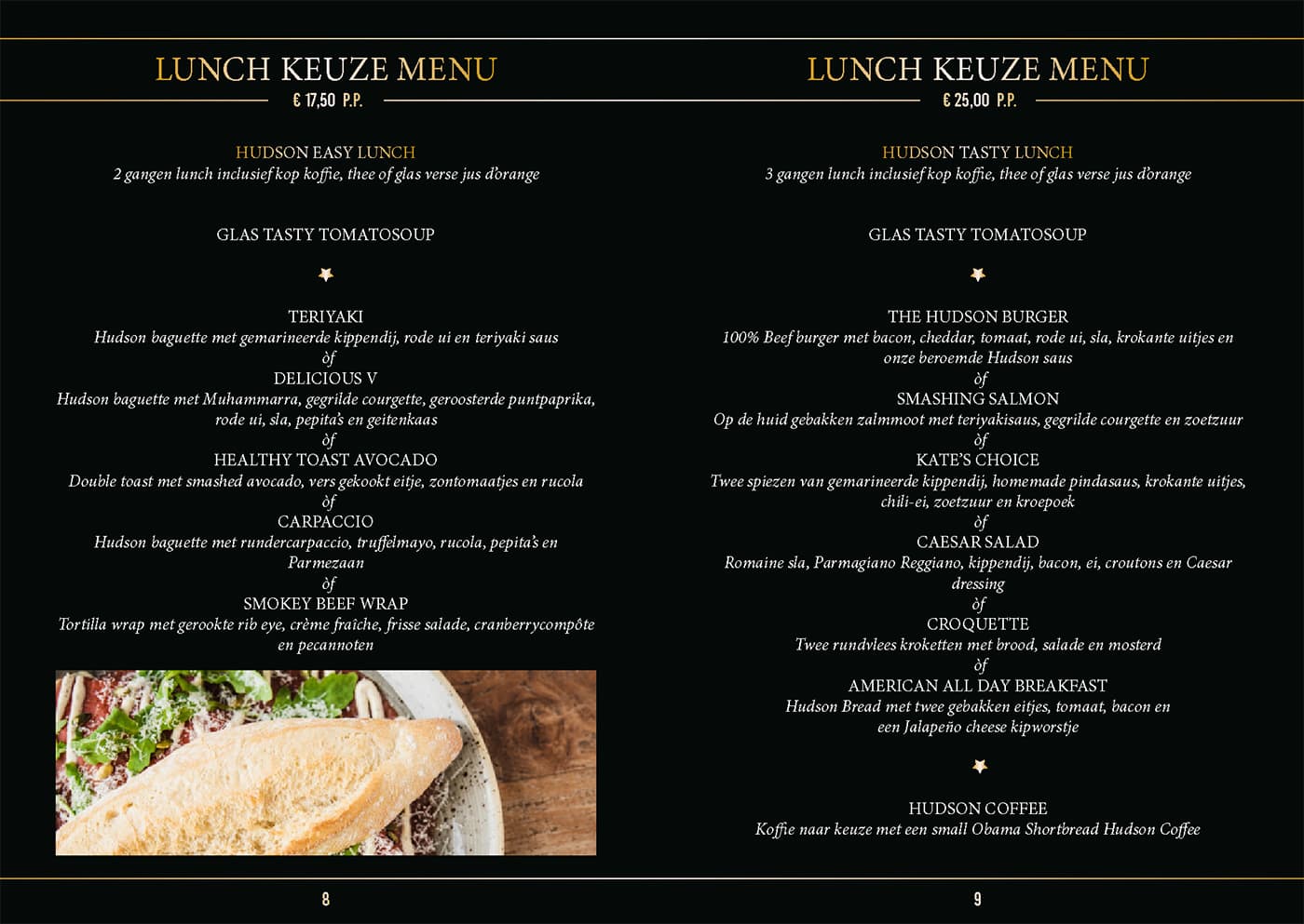 Lunch keuze menu voor groepen zakelijk